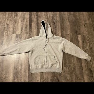 Large Champion Light Gray Melange Hooded Jacket Authentic AthleticWear